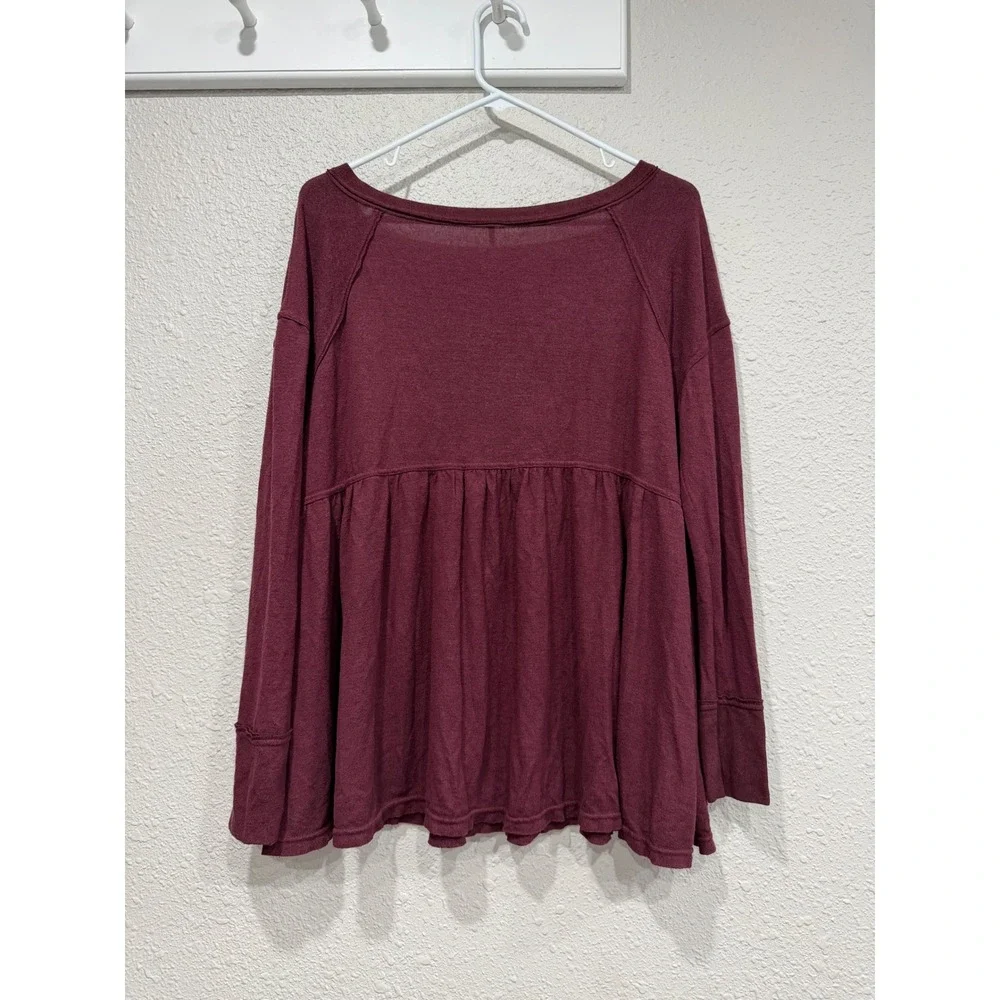 Free People Forever Your Girl Babydoll Tunic Top Burgundy S Boho Fairy Cottage